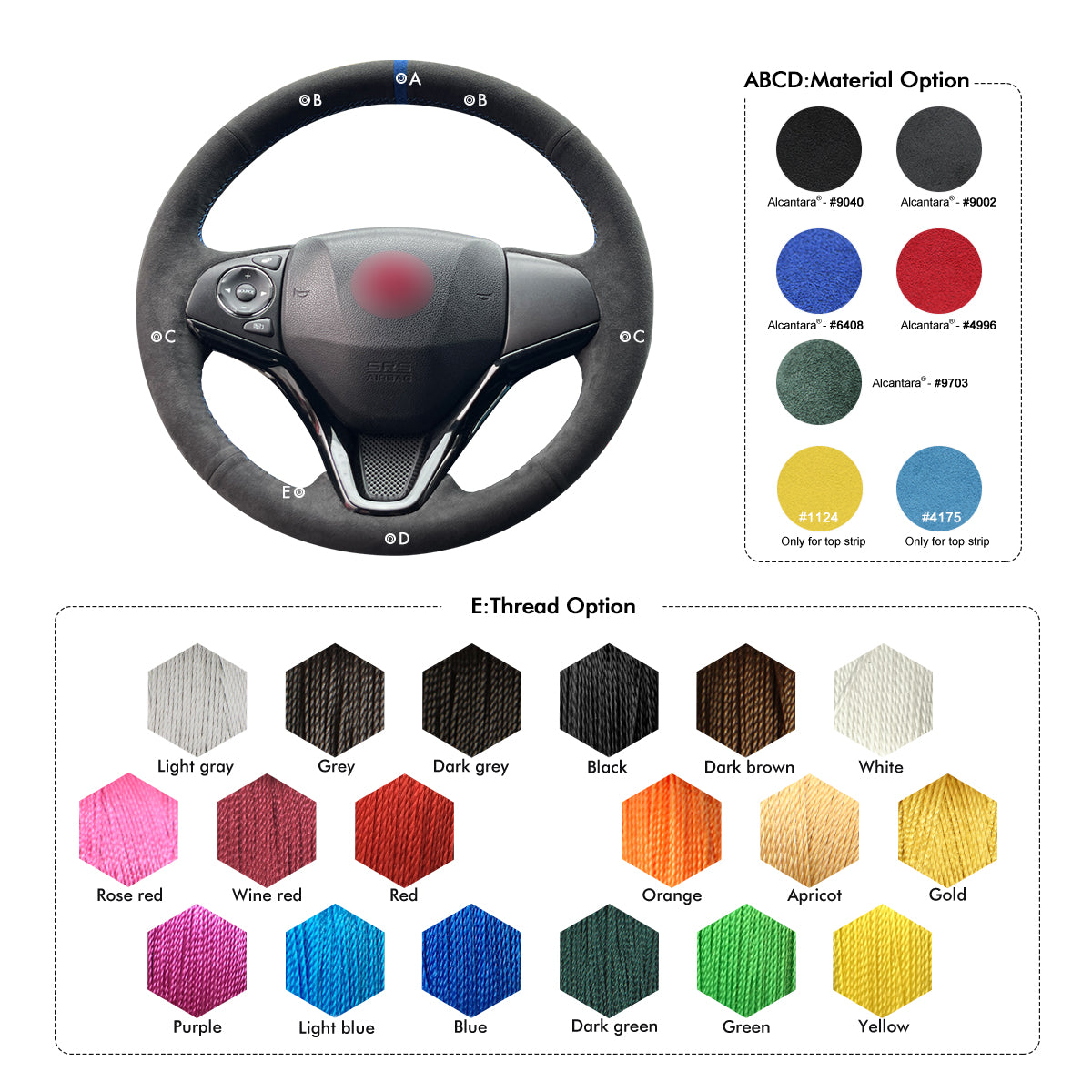 car steering wheel cover for Honda HR-V HRV 2016-2022 / Fit 2015-2020