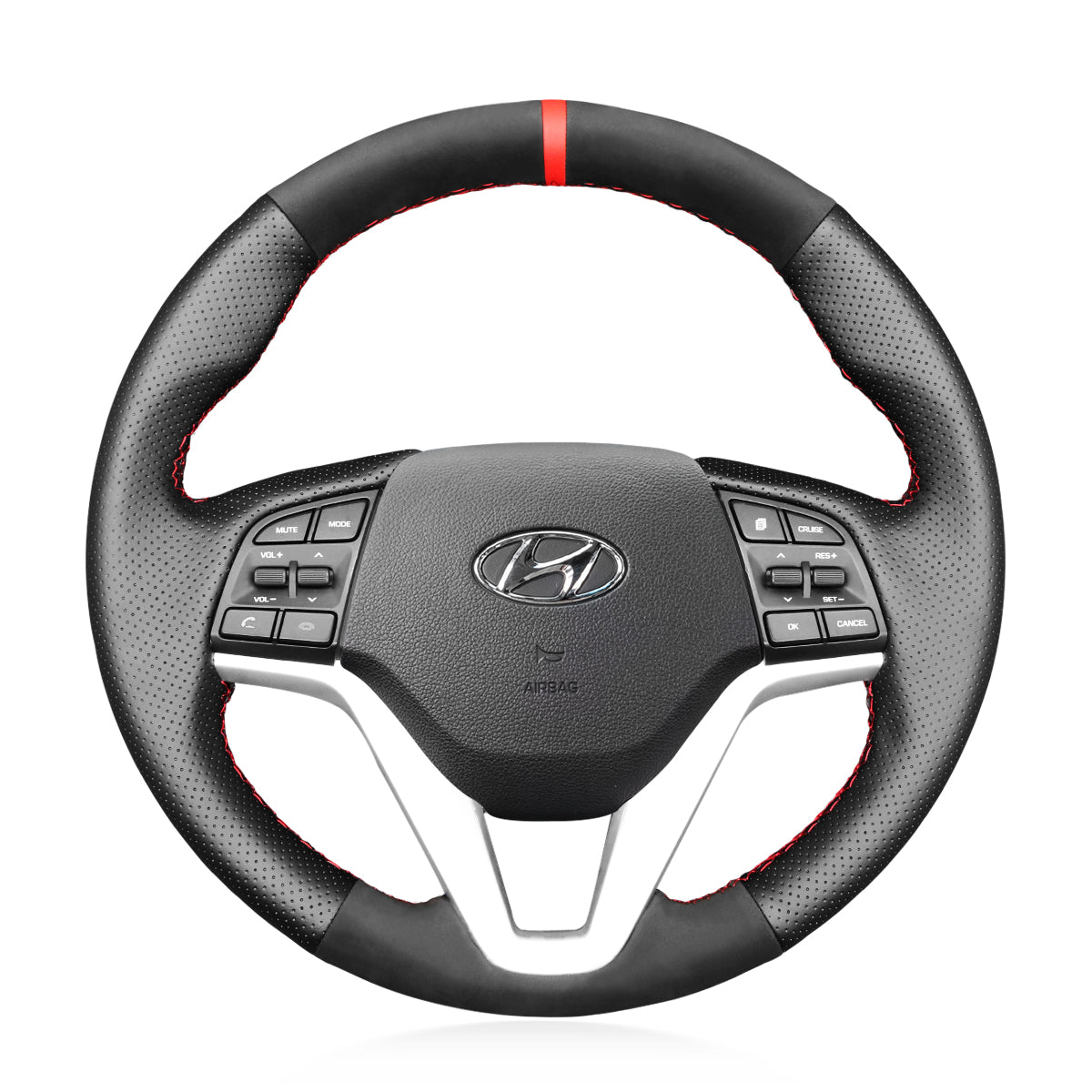 MEWANT Hand Stitch Car Steering Wheel Cover for Hyundai Tucson III 2015-2021
