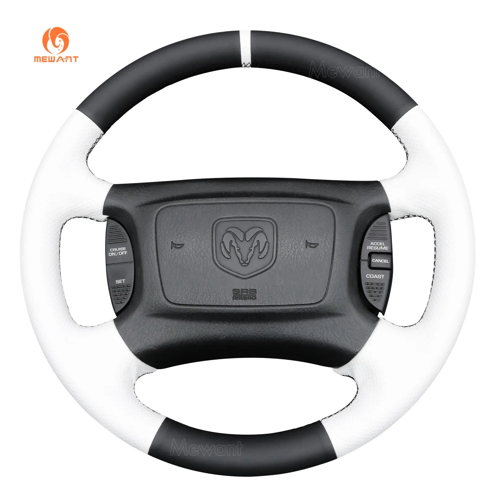 MEWANT Leather Car Steering Wheel Cover for Dodge Ram 1500 2500 3500 Dakota SLT Sport R/T 1997-2004