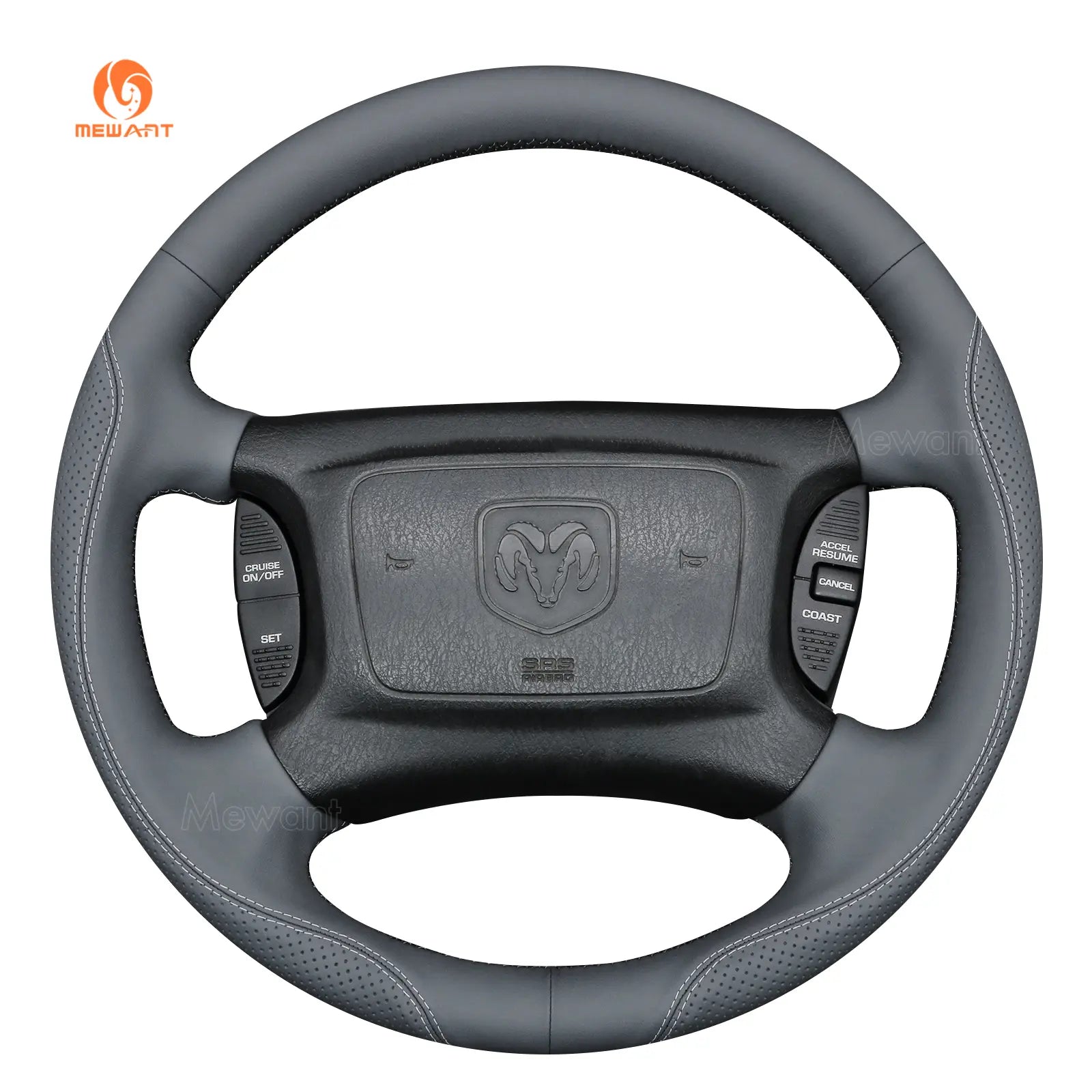 MEWANT Leather Car Steering Wheel Cover for Dodge Ram 1500 2500 3500 Dakota SLT Sport R/T 1997-2004