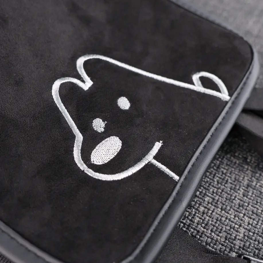 Mewant Universal Premium Suede Car Headrest Cover with Charming Pet Embroidery