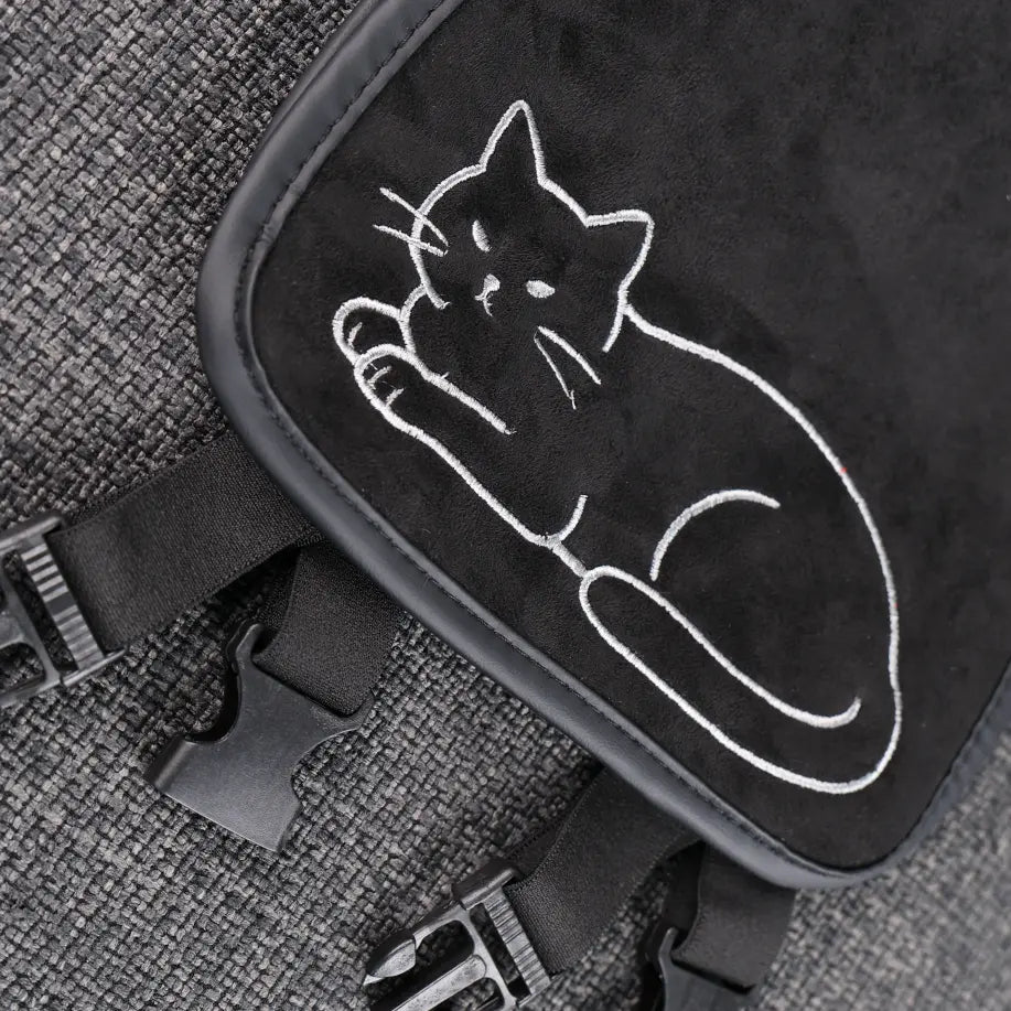 Mewant Universal Premium Suede Car Headrest Cover with Charming Pet Embroidery