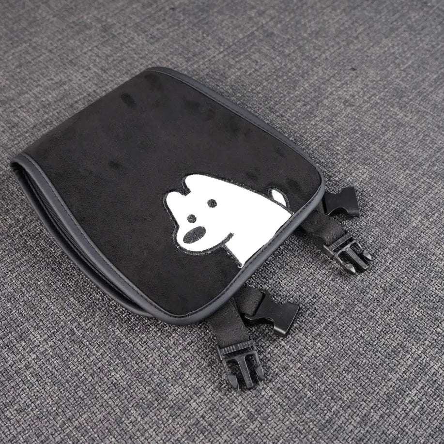 Mewant Universal Premium Suede Car Headrest Cover with Charming Pet Embroidery