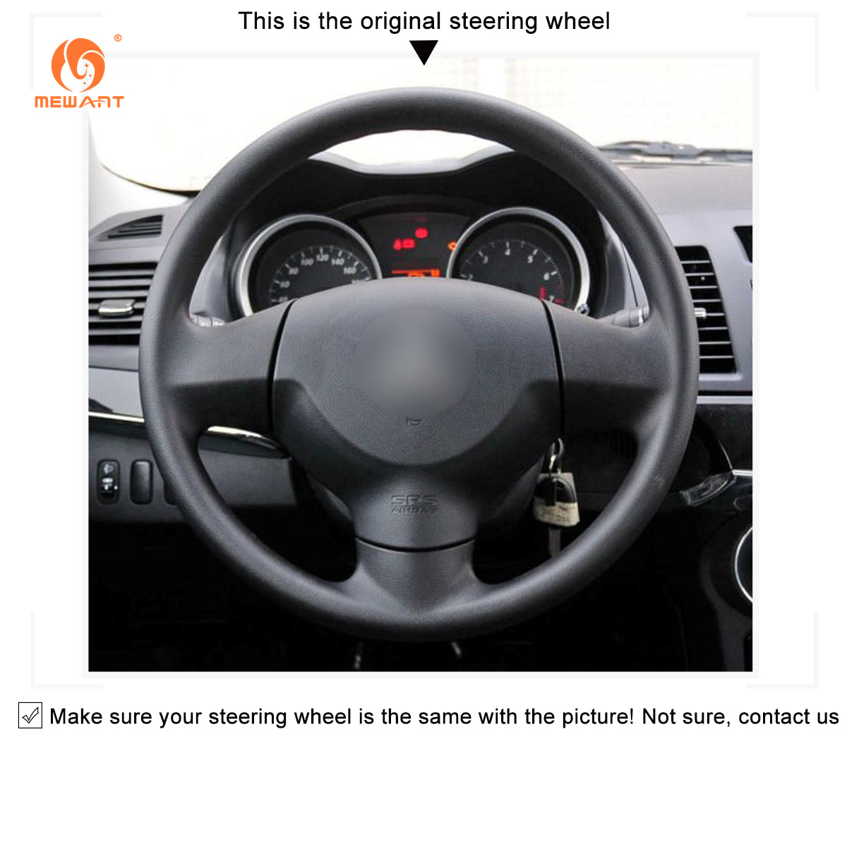 MEWANT Black Leather Suede Car Steering Wheel Cover for Mitsubishi Lancer 9 IX / Colt