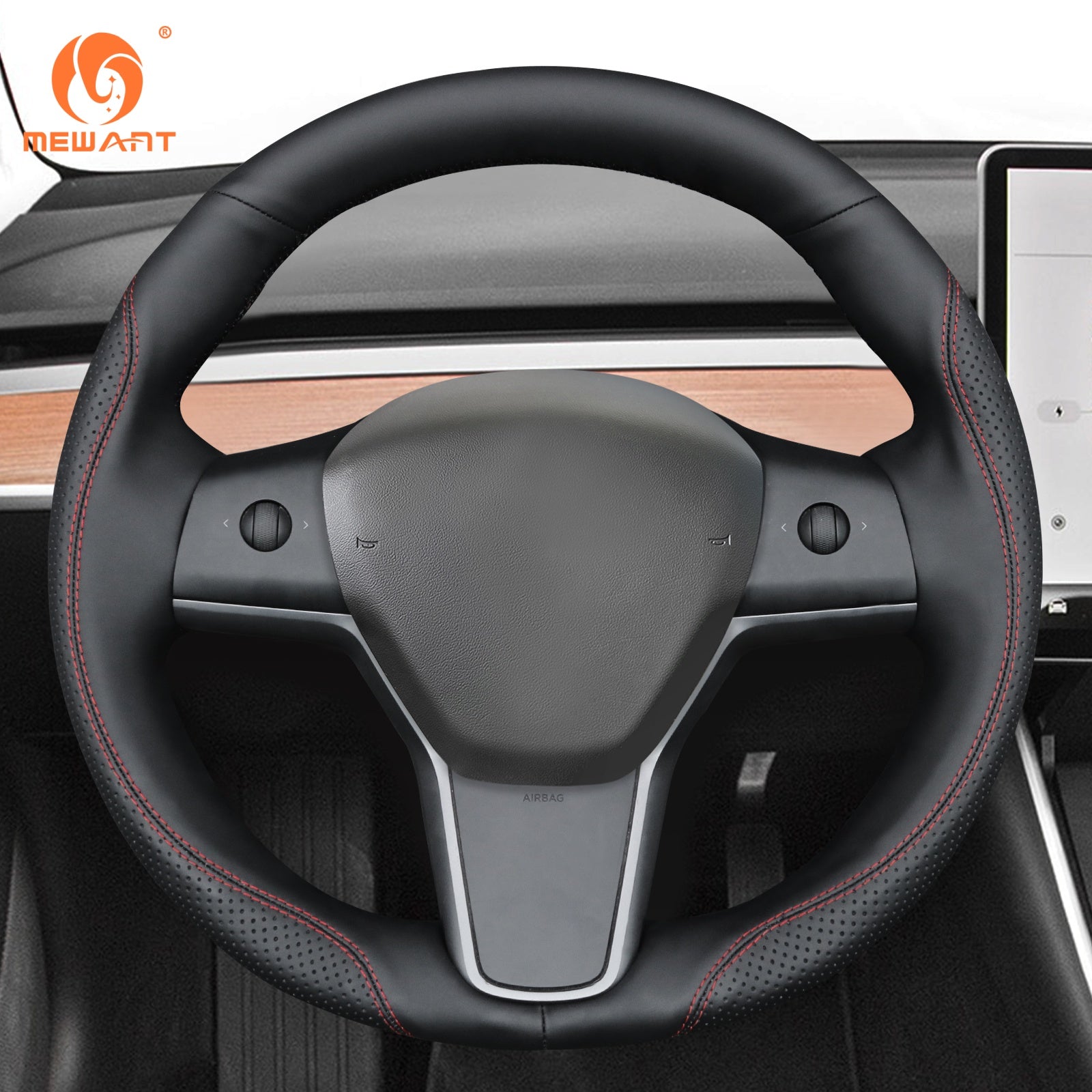 MEWANT Steering Wheel Cover for Tesla Model 3 Model Y 2017-2024