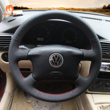 Lade das Bild in den Galerie-Viewer, MEWANT Black Leather Suede Car Steering Wheel Cover for Volkswagen Golf 4 (IV) / Passat B5/ Passat Variant/ Sharan/ Bora/T4 /T5 / Jetta/EuroVan
