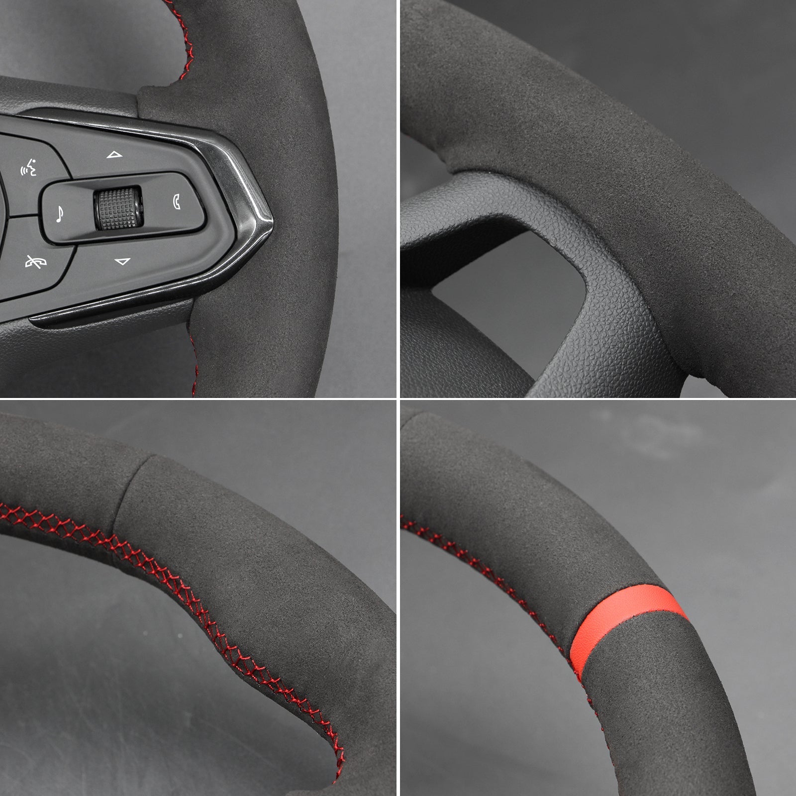 MEWANT Genuine Leather Car Steering Wheel Cove for Chevrolet Trax 2024 / Trailblazer 2024 - Alcantara, Leather, Carbon Fiber, Easy Install, Non - Slip, Best Steering Wheel Cover