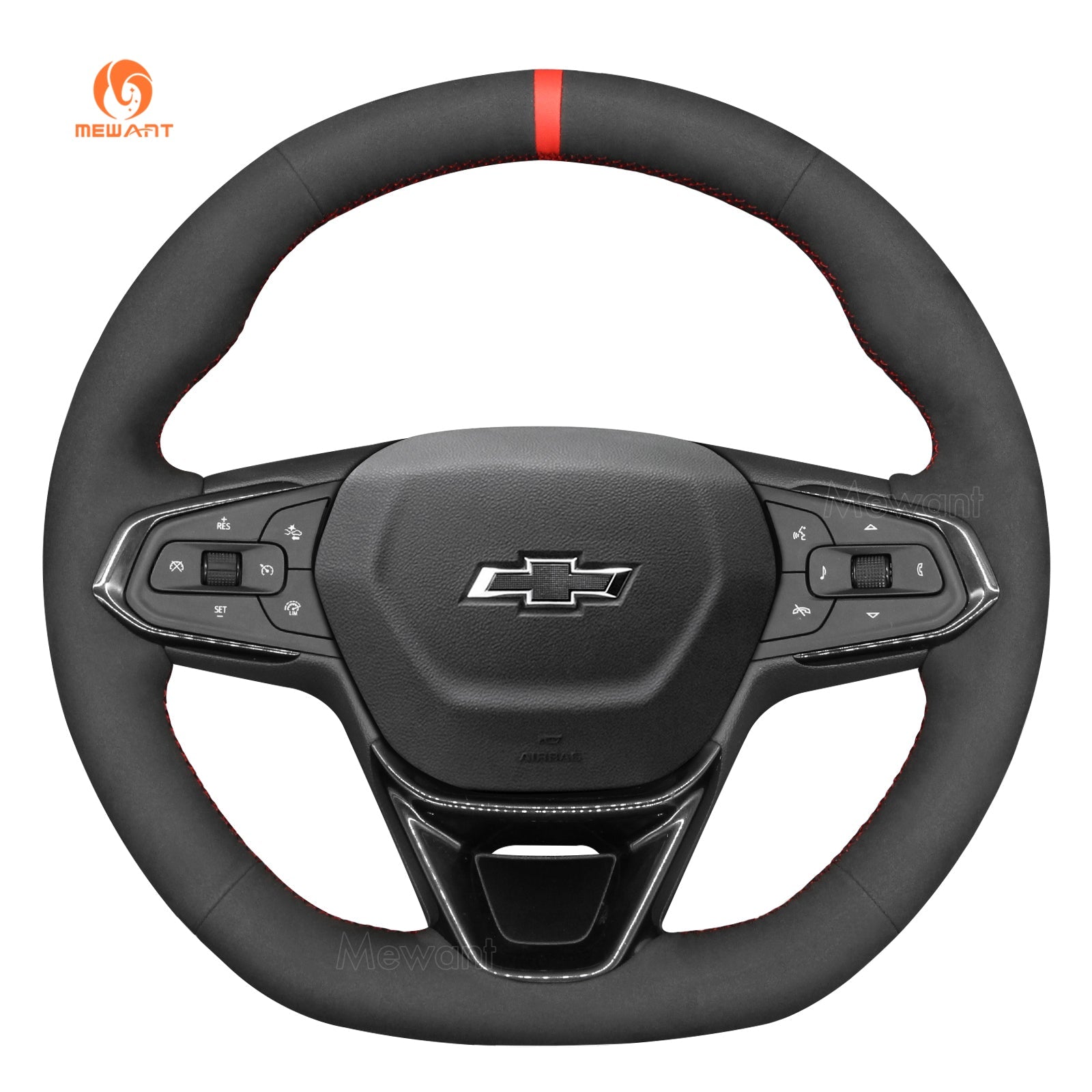 MEWANT Genuine Leather Car Steering Wheel Cove for Chevrolet Trax 2024 / Trailblazer 2024 - Alcantara, Leather, Carbon Fiber, Easy Install, Non - Slip, Best Steering Wheel Cover