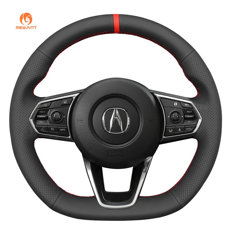 MEWANT Genuine Leather Car Steering Wheel Cove for Acura MDX TLX 2022 - 2023 - Alcantara, Leather, Carbon Fiber, Easy Install, Non - Slip, Best Steering Wheel Cover