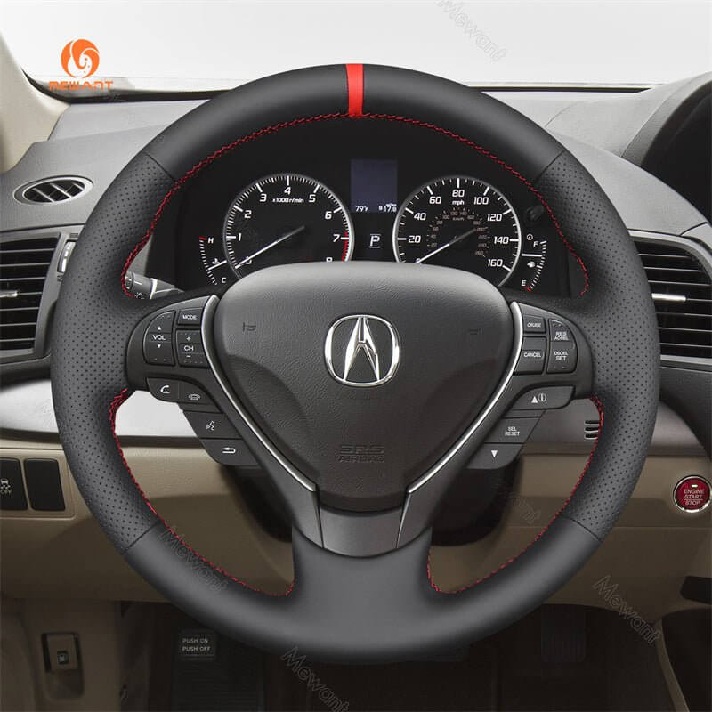 MEWANT Genuine Leather Car Steering Wheel Cove for Acura RDX / TL / ILX - Alcantara, Leather, Carbon Fiber, Easy Install, Non - Slip, Best Steering Wheel Cover