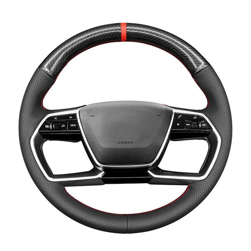 MEWAN Genuine Leather Car Steering Wheel Cove for Audi A6 A7 A8 A8L S8 ETRON 2019 - 2023 - Mewant Cover