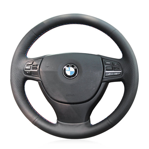 MEWAN Genuine Leather Car Steering Wheel Cove for BMW 5 Series F10 (Sedan)/ 5 Series F11 (Touring) / 5 Series F07 (GT Gran Turismo) / 7 Series F01 (Sedan)/ 7 Series F02 (Long Wheelbase Sedan) - Mewant Cover