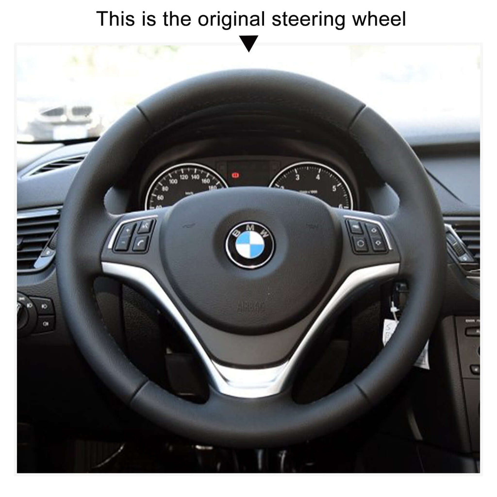 MEWANT Genuine Leather Car Steering Wheel Cove for BMW X1 E84 / 1 Series E81 E82 E87 E88 - Alcantara, Leather, Carbon Fiber, Easy Install, Non - Slip, Best Steering Wheel Cover