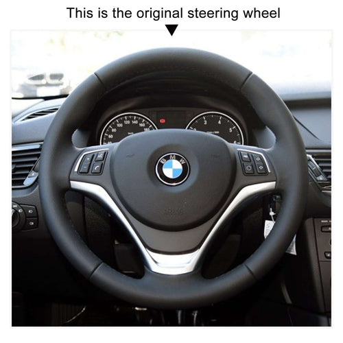 MEWANT Genuine Leather Car Steering Wheel Cove for BMW X1 E84 / 1 Series E81 E82 E87 E88 - Alcantara, Leather, Carbon Fiber, Easy Install, Non - Slip, Best Steering Wheel Cover