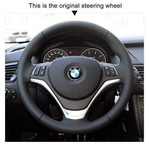 MEWAN Genuine Leather Car Steering Wheel Cove for BMW X1 E84 / 1 Series E81 E82 E87 E88 - Mewant Cover