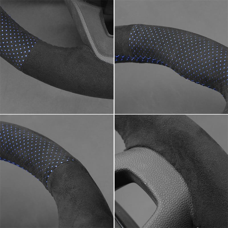 MEWANT Genuine Leather Car Steering Wheel Cove for Ford Bronco Sport / Escape/ E - Transit/ Maverick/ Transit Courier Custom/ Focus IV / Fiesta VII / Tourneo Custom - Alcantara, Leather, Carbon Fiber, Easy Install, Non - Slip, Best Steering Wheel Cover