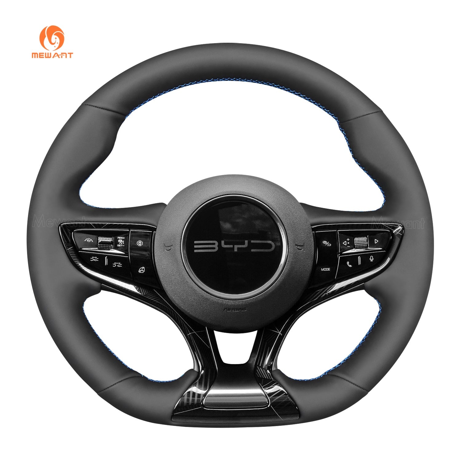 MEWANT Genuine Leather Car Steering Wheel Cove for BYD Seal 2022 - 2024 - Alcantara, Leather, Carbon Fiber, Easy Install, Non - Slip, Best Steering Wheel Cover