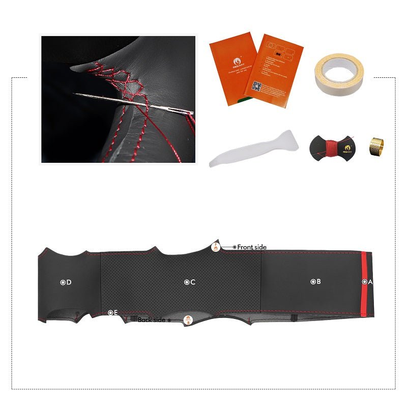 MEWANT Genuine Leather Car Steering Wheel Cove for Ford Ford F - 250 F - 350 2011 - 2016 Expedition 2007 - 2014 - Alcantara, Leather, Carbon Fiber, Easy Install, Non - Slip, Best Steering Wheel Cover