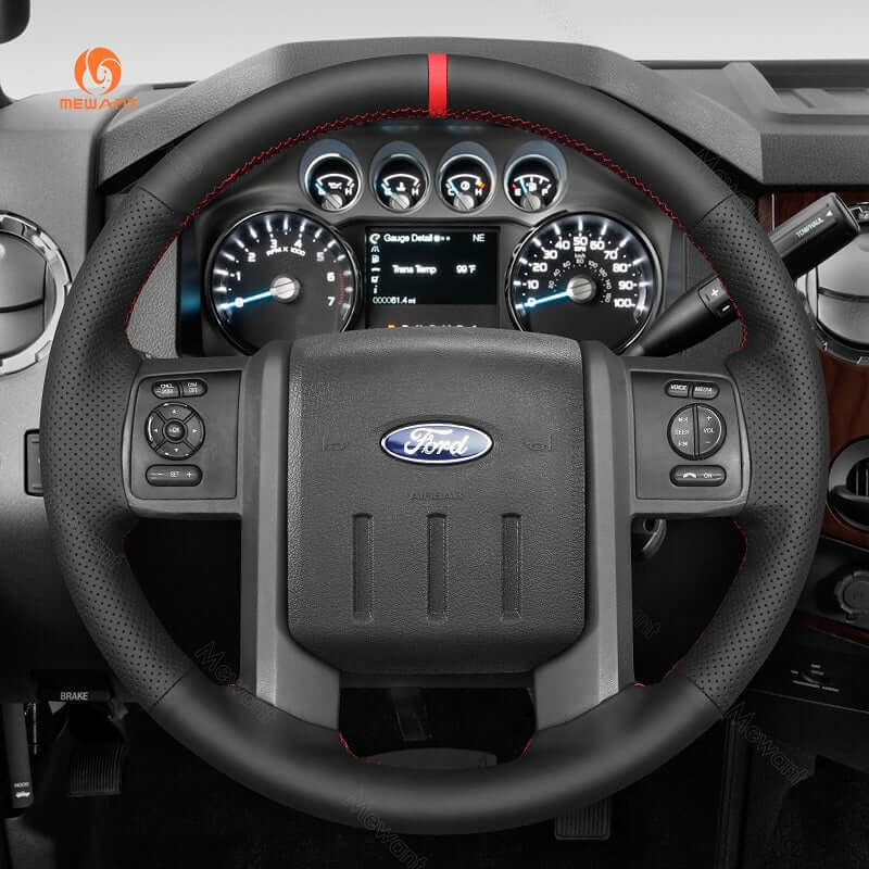 MEWANT Genuine Leather Car Steering Wheel Cove for Ford Ford F - 250 F - 350 2011 - 2016 Expedition 2007 - 2014 - Alcantara, Leather, Carbon Fiber, Easy Install, Non - Slip, Best Steering Wheel Cover
