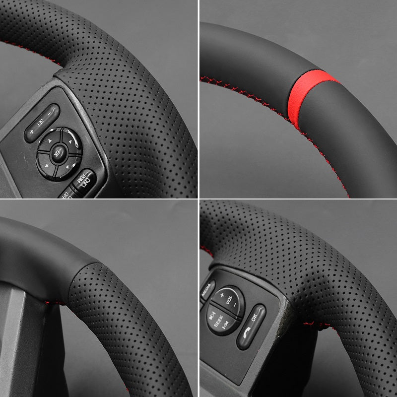 MEWANT Genuine Leather Car Steering Wheel Cove for Ford Ford F - 250 F - 350 2011 - 2016 Expedition 2007 - 2014 - Alcantara, Leather, Carbon Fiber, Easy Install, Non - Slip, Best Steering Wheel Cover