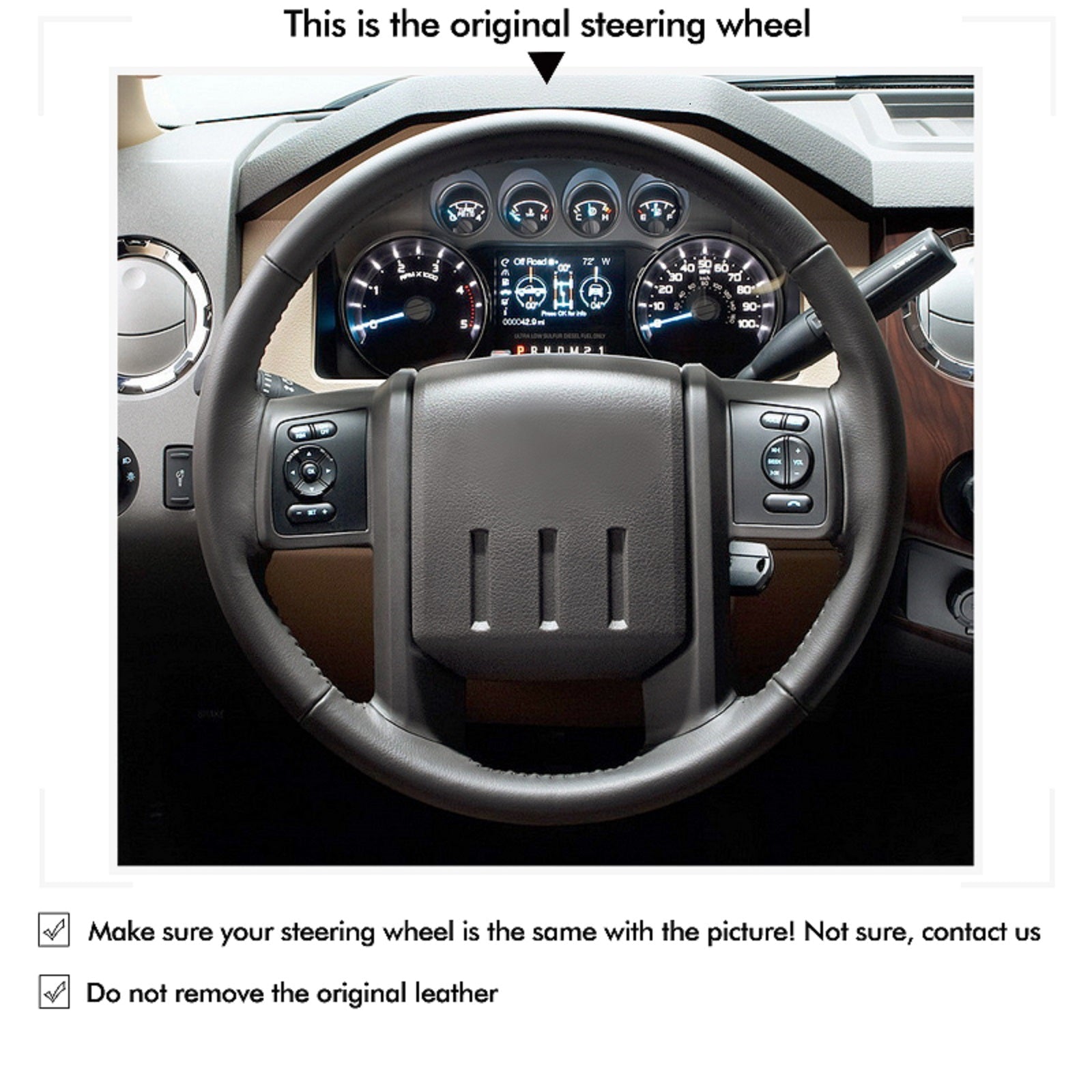 MEWANT Genuine Leather Car Steering Wheel Cove for Ford Ford F - 250 F - 350 2011 - 2016 Expedition 2007 - 2014 - Alcantara, Leather, Carbon Fiber, Easy Install, Non - Slip, Best Steering Wheel Cover