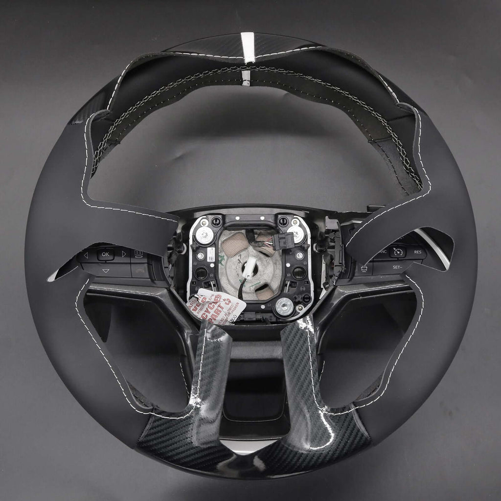 MEWANT Genuine Leather Car Steering Wheel Cove for Jeep Grand Cherokee V(WL) / Grand Cherokee L - Alcantara, Leather, Carbon Fiber, Easy Install, Non - Slip, Best Steering Wheel Cover