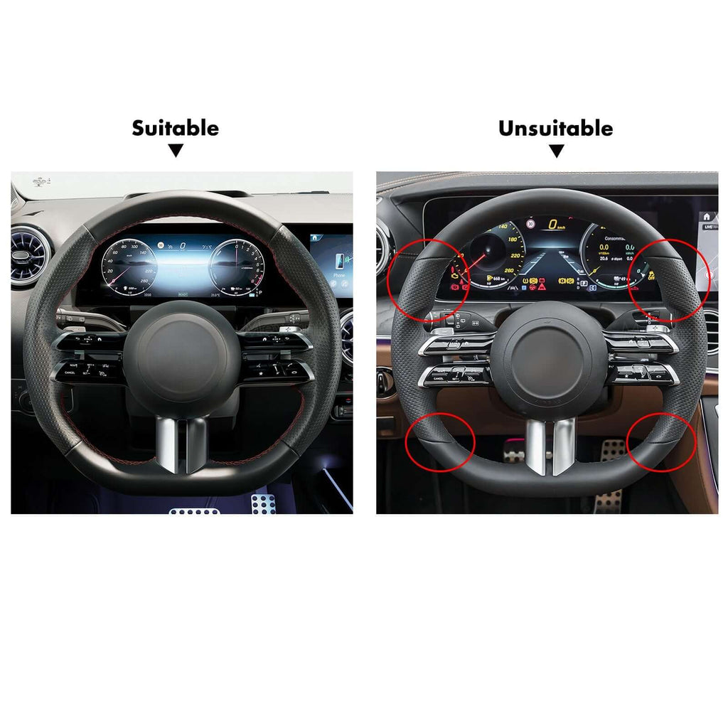 MEWANT Genuine Leather Car Steering Wheel Cove for Mercedes - Benz CLS 450 / C260L / E - Class - Alcantara, Leather, Carbon Fiber, Easy Install, Non - Slip, Best Steering Wheel Cover