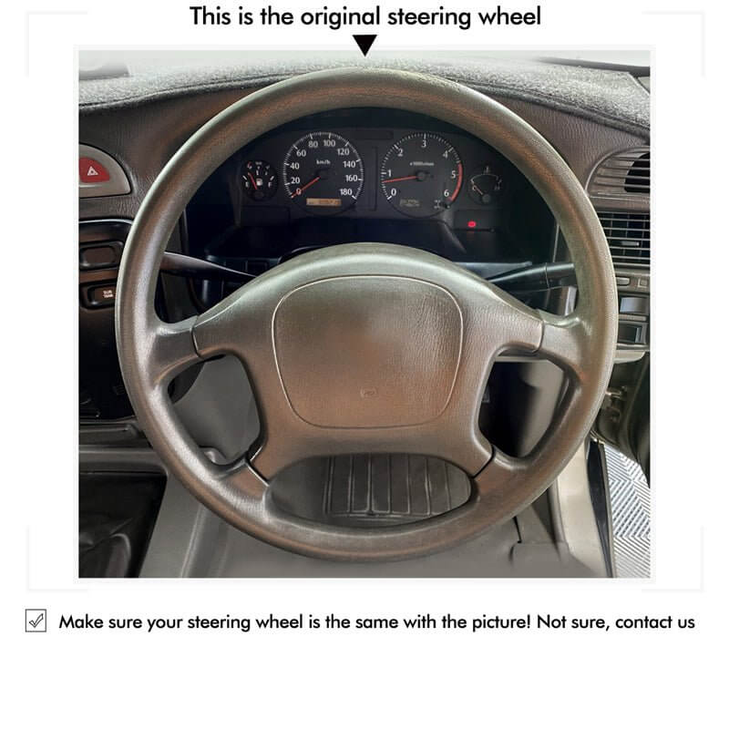 MEWANT Genuine Leather Car Steering Wheel Cove for Nissan Patrol DX 2000 - 2005 - Alcantara, Leather, Carbon Fiber, Easy Install, Non - Slip, Best Steering Wheel Cover