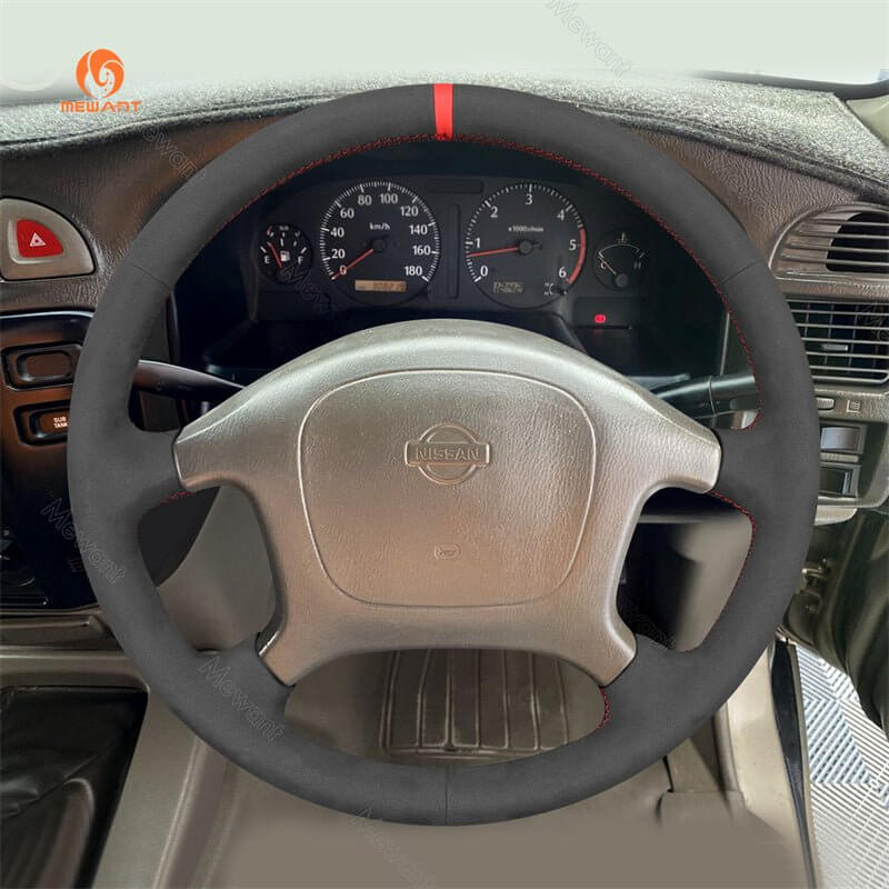 MEWANT Genuine Leather Car Steering Wheel Cove for Nissan Patrol DX 2000 - 2005 - Alcantara, Leather, Carbon Fiber, Easy Install, Non - Slip, Best Steering Wheel Cover