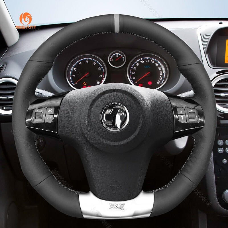 MEWANT Genuine Leather Car Steering Wheel Cove for Opel Corsa OPC - Alcantara, Leather, Carbon Fiber, Easy Install, Non - Slip, Best Steering Wheel Cover