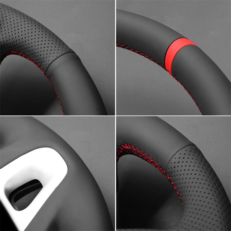 MEWANT Genuine Leather Car Steering Wheel Cove for Renault Megane 3/ Scenic 3 (Grand Scenic)/ Kangoo 2/ Fluence (ZE) - Alcantara, Leather, Carbon Fiber, Easy Install, Non - Slip, Best Steering Wheel Cover