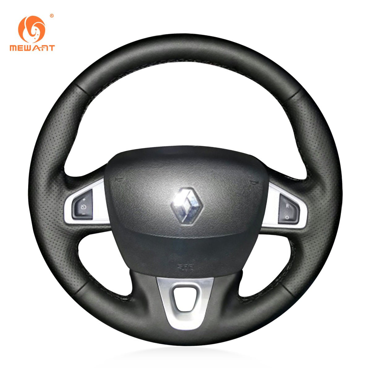 MEWAN Genuine Leather Car Steering Wheel Cove for Renault Megane 3/ Scenic 3 (Grand Scenic)/ Kangoo 2/ Fluence (ZE) - Mewant Cover