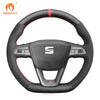 MEWAN Genuine Leather Car Steering Wheel Cove for SEAT Leon (5F)/ Ibiza (6F)/ Alhambra (7N)/ Arona/ Ateca/ Tarraco/ Toledo - Mewant Cover