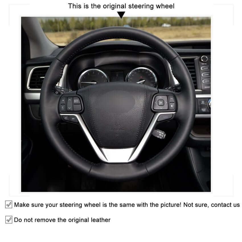 MEWANT Genuine Leather Car Steering Wheel Cove for Toyota Highlander/ Sienna - Alcantara, Leather, Carbon Fiber, Easy Install, Non - Slip, Best Steering Wheel Cover