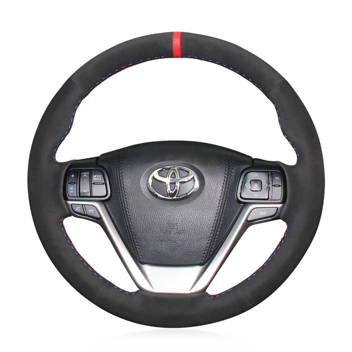 MEWANT Genuine Leather Car Steering Wheel Cove for Toyota Highlander/ Sienna - Alcantara, Leather, Carbon Fiber, Easy Install, Non - Slip, Best Steering Wheel Cover