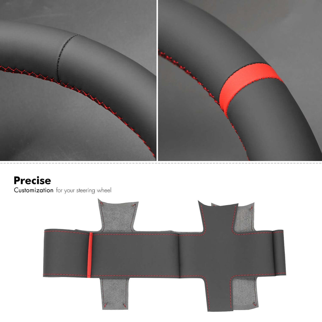 MEWANT Genuine Leather Car Steering Wheel Cove for Toyota LandCruiser 80 Series - Alcantara, Leather, Carbon Fiber, Easy Install, Non - Slip, Best Steering Wheel Cover