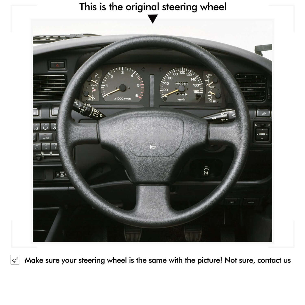 MEWANT Genuine Leather Car Steering Wheel Cove for Toyota LandCruiser 80 Series - Alcantara, Leather, Carbon Fiber, Easy Install, Non - Slip, Best Steering Wheel Cover