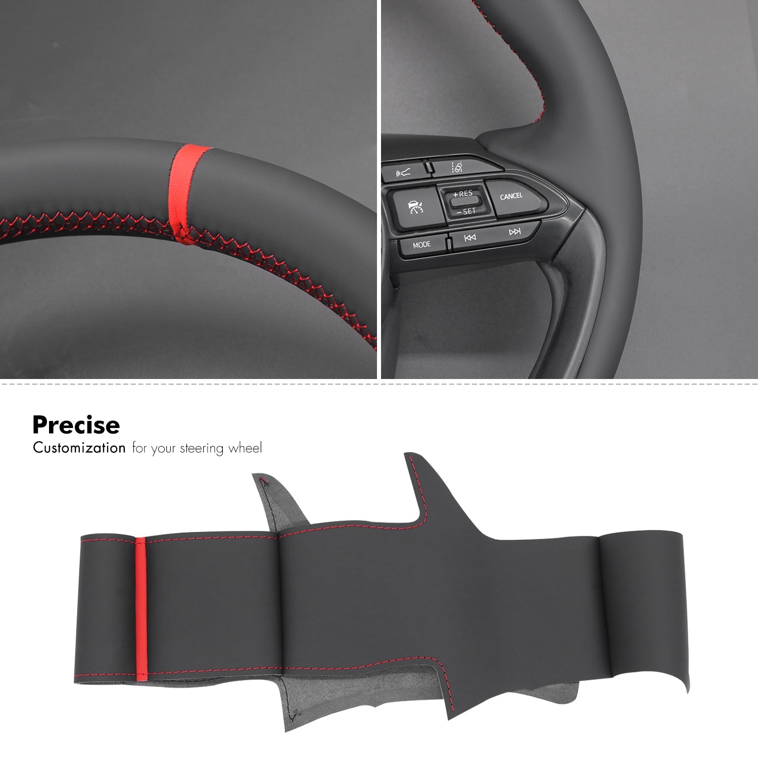 MEWAN Genuine Leather Car Steering Wheel Cove for Toyota Yaris Cross GR - Mewant Cover