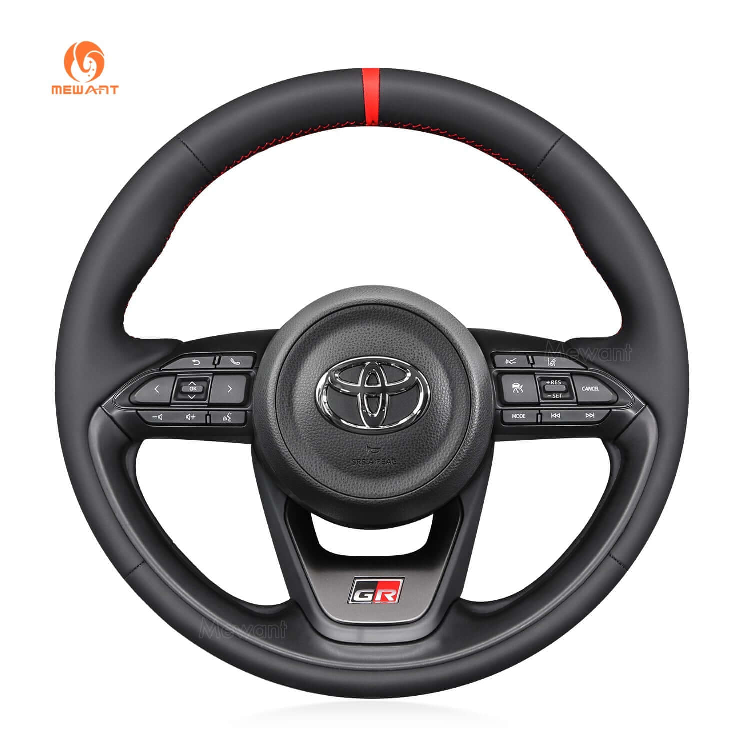 MEWANT Genuine Leather Car Steering Wheel Cove for Toyota Yaris Cross GR - Alcantara, Leather, Carbon Fiber, Easy Install, Non - Slip, Best Steering Wheel Cover