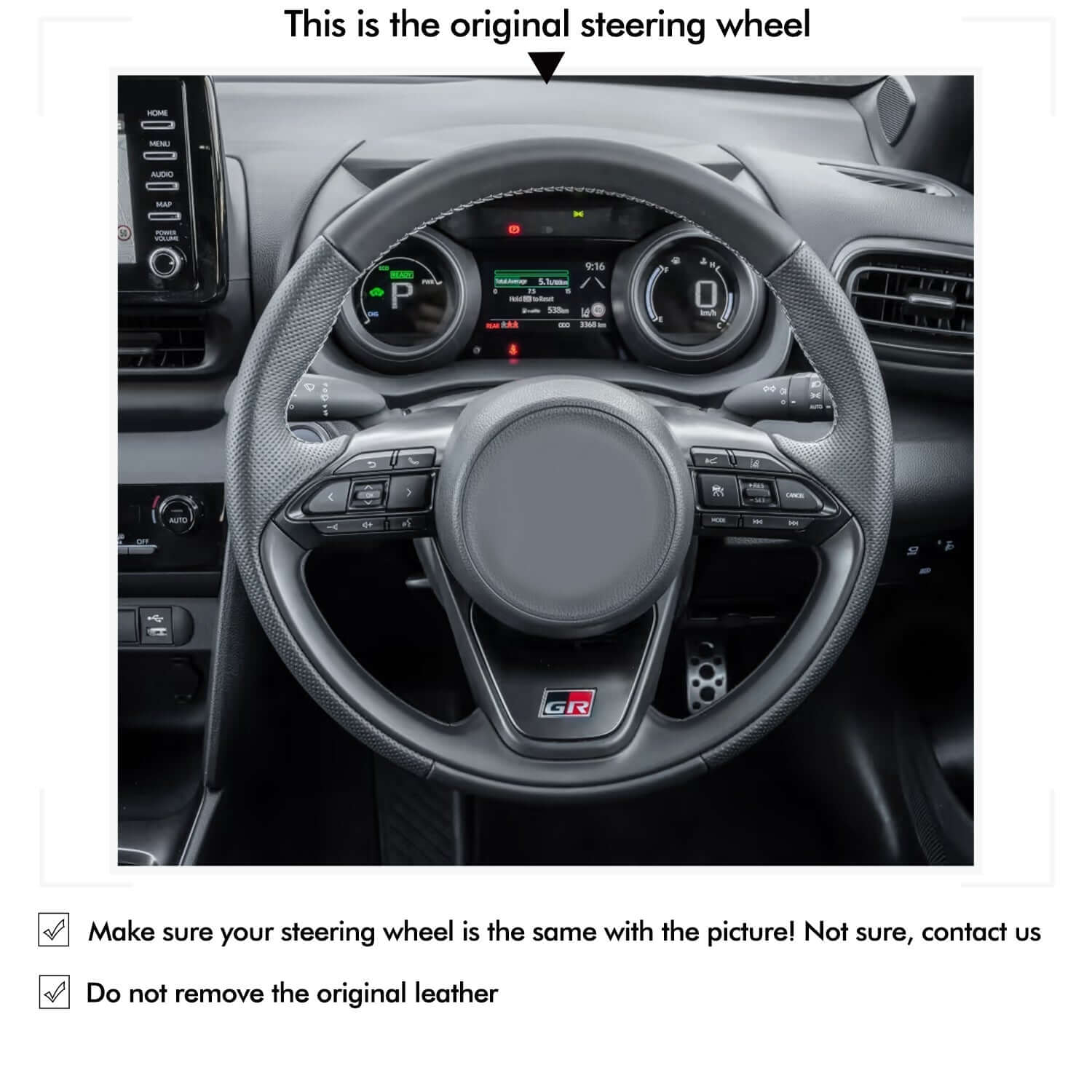 MEWANT Genuine Leather Car Steering Wheel Cove for Toyota Yaris Cross GR - Alcantara, Leather, Carbon Fiber, Easy Install, Non - Slip, Best Steering Wheel Cover