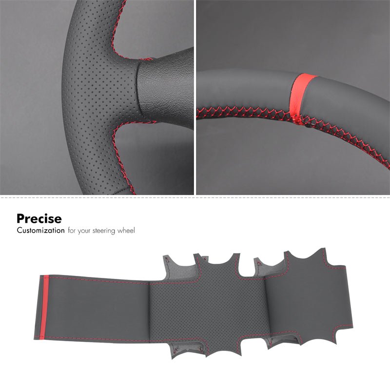MEWANT Genuine Leather Car Steering Wheel Cove for Volkswagen Santana 2000 - 2012 - Alcantara, Leather, Carbon Fiber, Easy Install, Non - Slip, Best Steering Wheel Cover