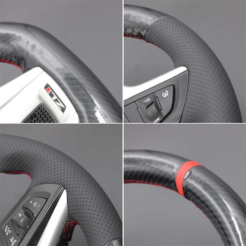 MEWANT Leather Car Steering Wheel Cove for Chevrolet (Chevy) Camaro - Alcantara, Leather, Carbon Fiber, Easy Install, Non - Slip, Best Steering Wheel Cover