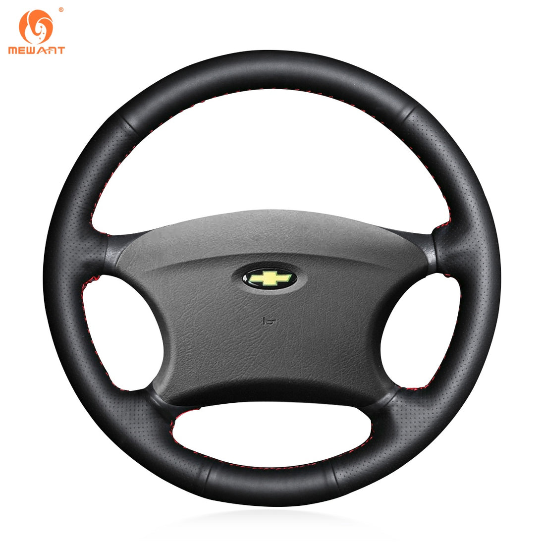 MEWANT Chevrolet Niva 2002-2009 Steering Wheel Cover - Red Stitching