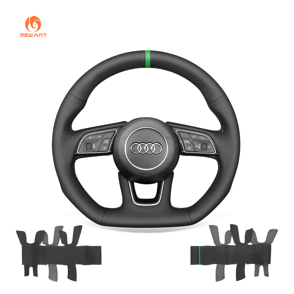 MEWANT Audi steering wheel cover displayed beside the flat pu leather cover