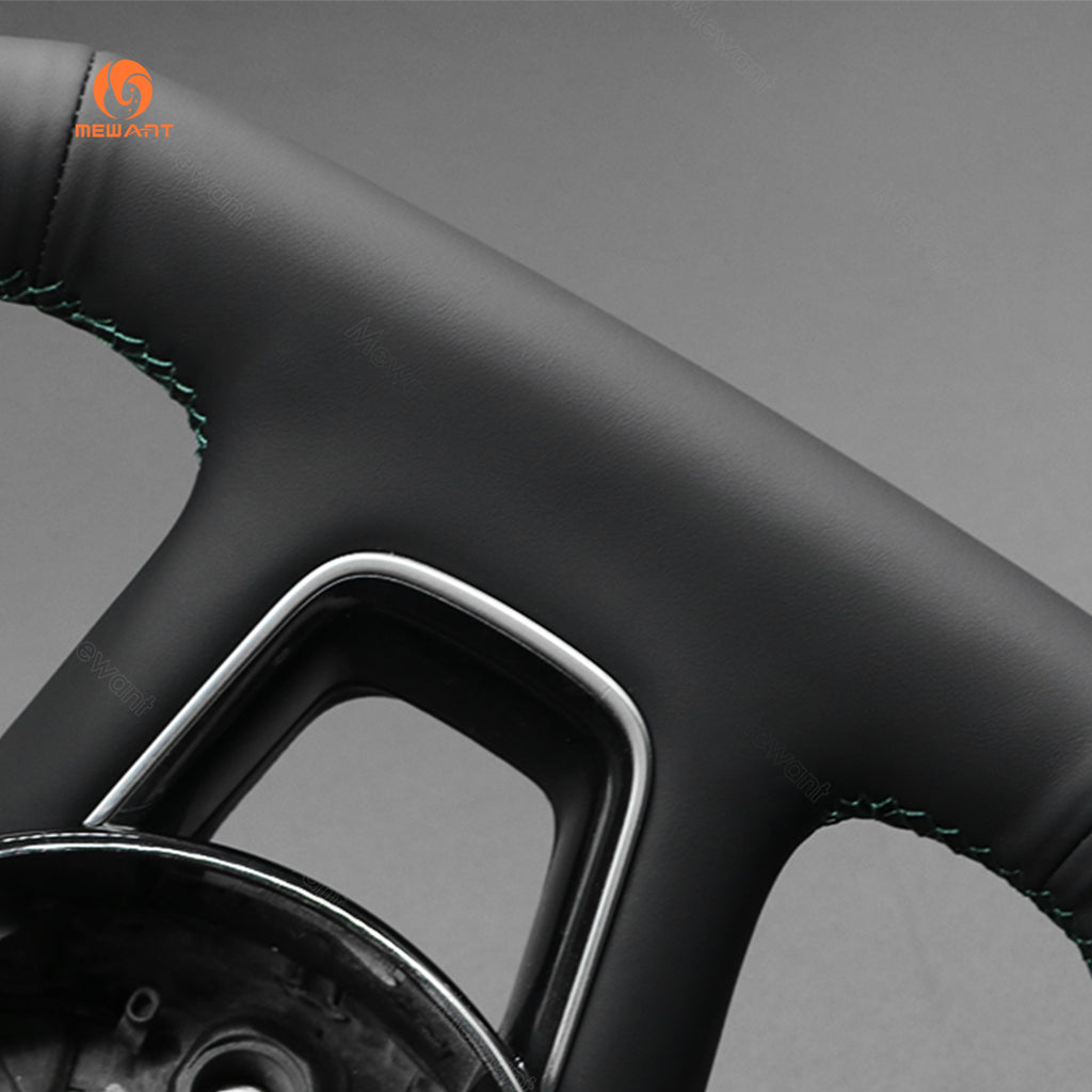 MEWANT Audi pu leather steering wheel cover, lower spoke seam detail