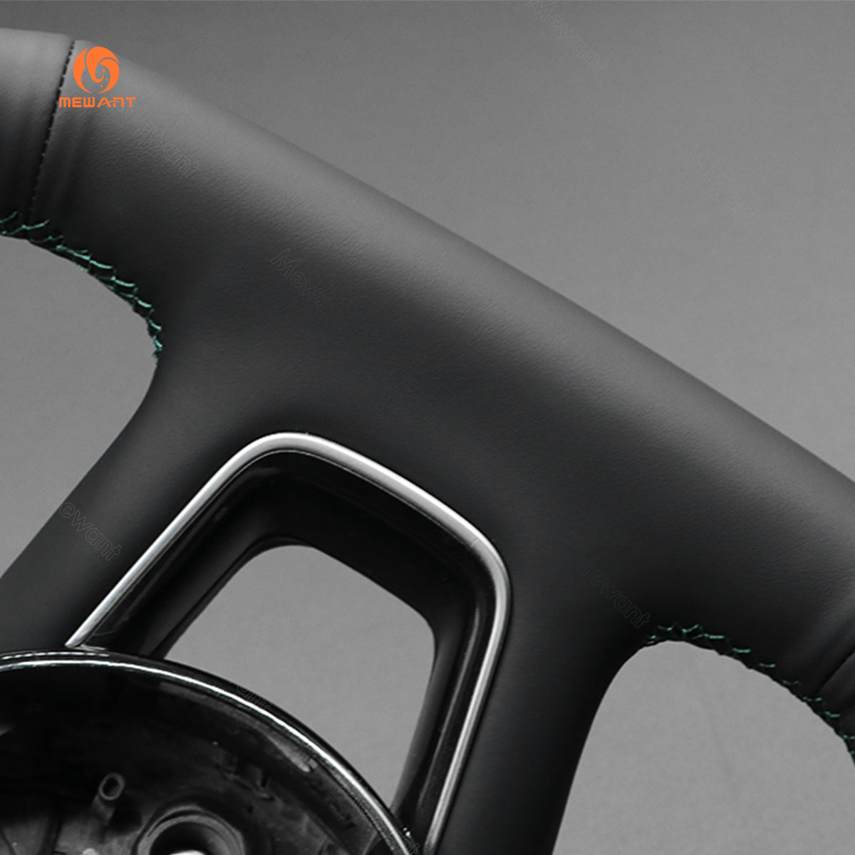 MEWANT Audi pu leather steering wheel cover, lower spoke seam detail