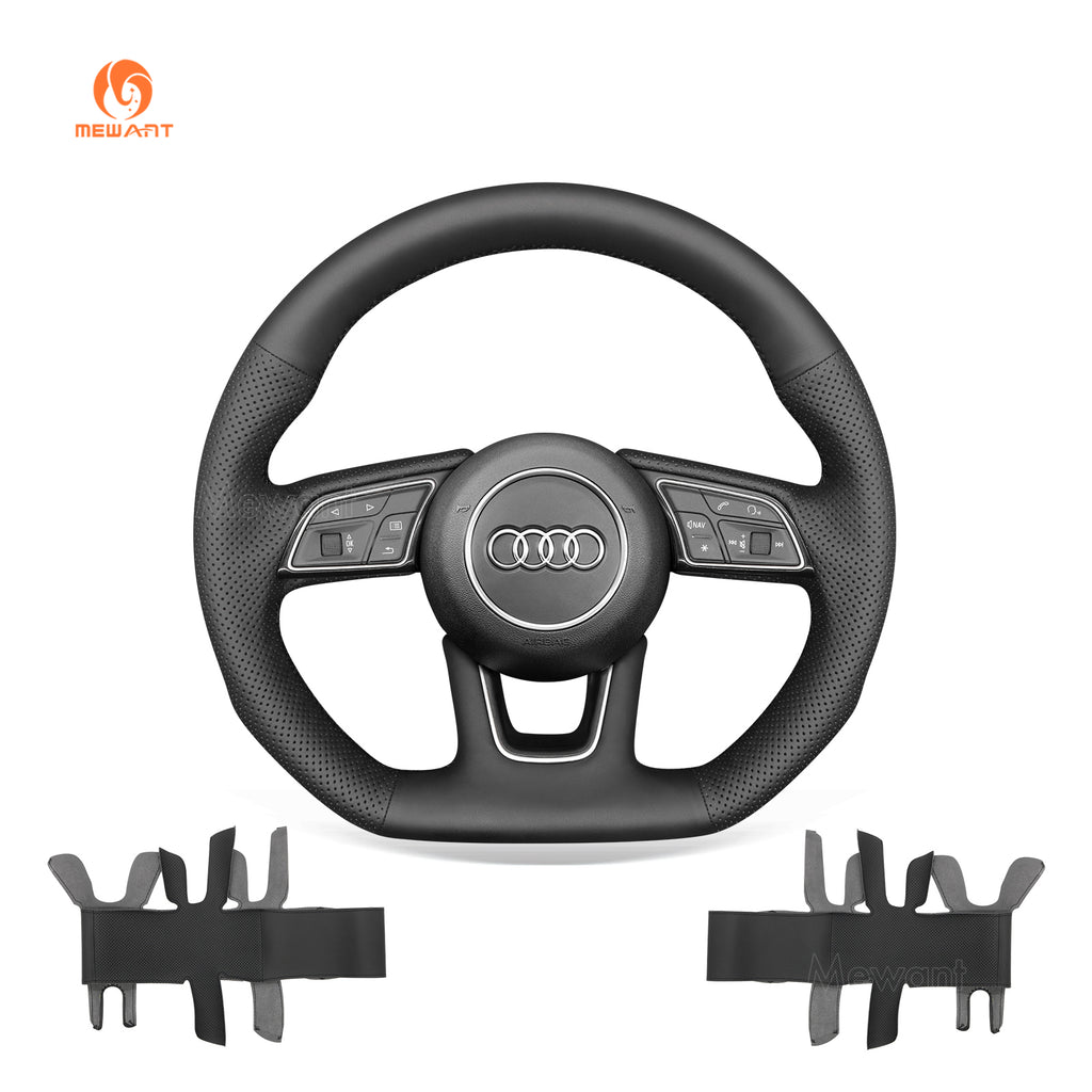 MEWANT Audi steering wheel cover 18184011P1101-7F displayed beside the flat cover