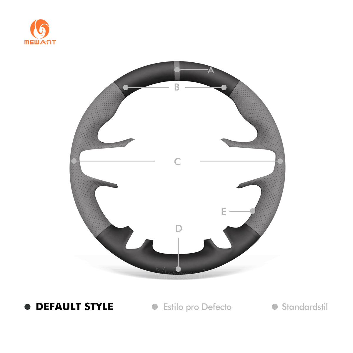 Fixed black and gray MEWANT steering wheel cover design for GMC Acadia, Canyon and Terrain
