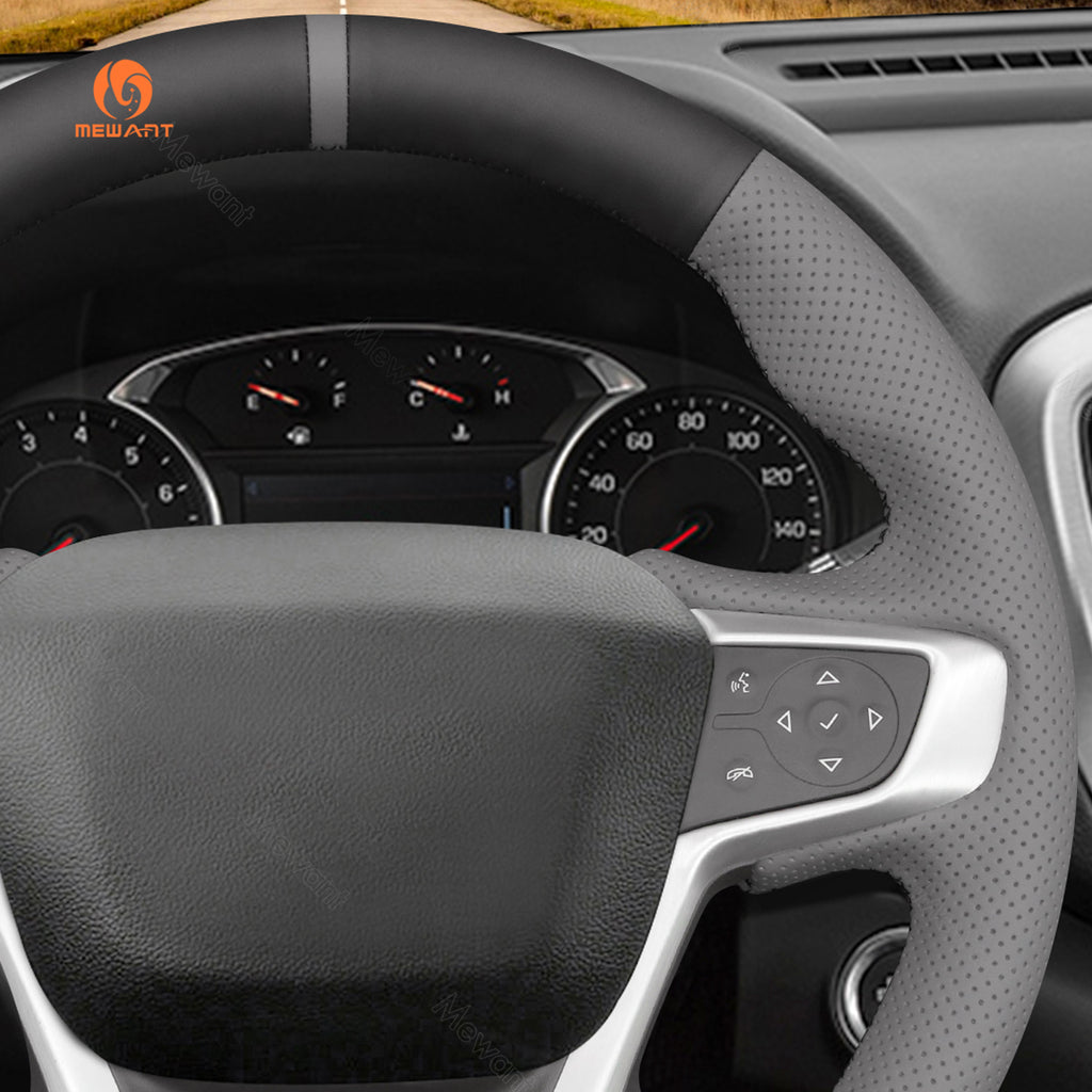 Right panel detail of black and gray MEWANT GMC steering wheel cover