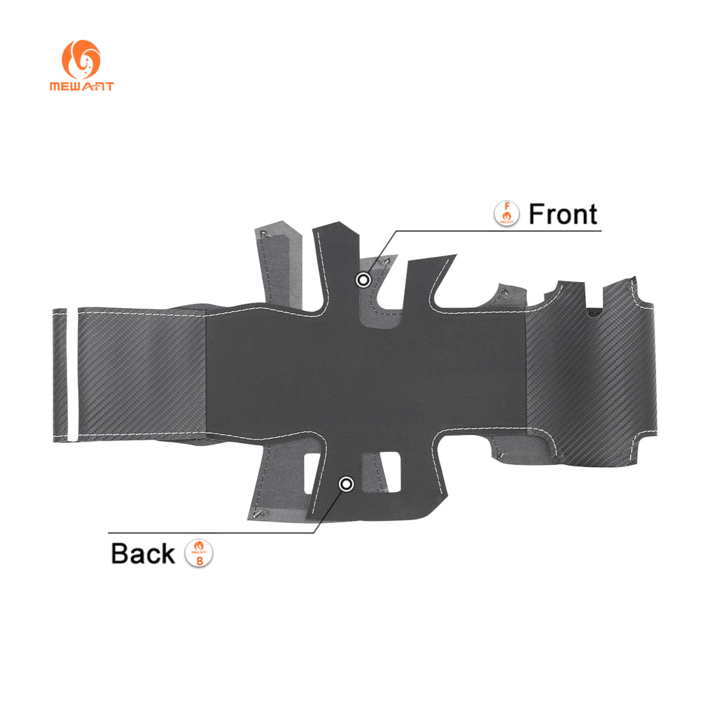 Front and back of MEWANT matte carbon fiber and Athsuede cover for compatible GMC steering wheels